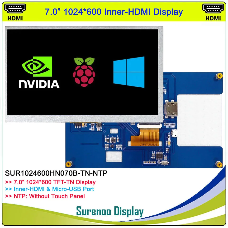 Layar Display Monitor Modul LCD TN 7.0 "7 Inci 1024*600 dengan Panel Sentuh Kapasitif USB untuk RaspBerry Pi