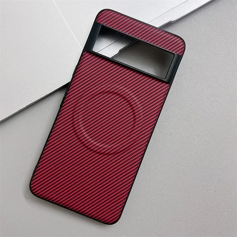 Textura de fibra carbono à prova de choque caso telefone para google pixel 9 xl 8 7 6 pro 5a magnético para magsafe carga sem fio capa