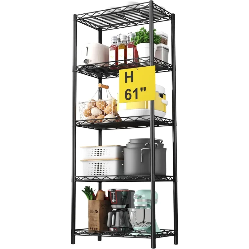 

5-Tier Wire Shelving 5 Shelves Unit Metal Storage Rack Durable Organizer Perfect for Pantry Closet Kitchen Laundry