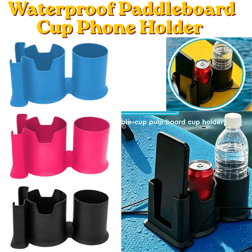 Waterproof 2-In-1 Dual Slot Drink Phone Mount Portable Paddleboard Accessory For All Water Surf Sports