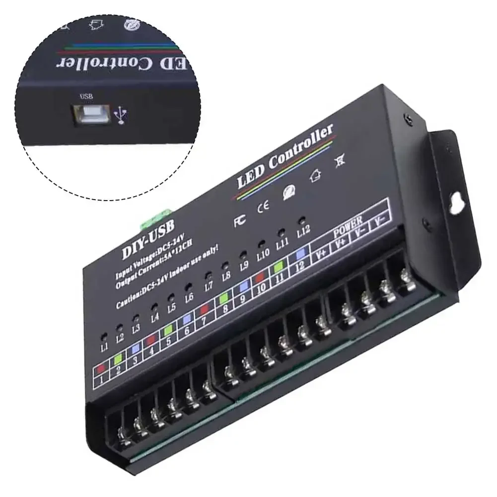 1PCS 60A 12-Channel LED Light Programmable Controller Dimmer For DIY Dynamic Advertising Sign Control RGB & Monochrome Lights