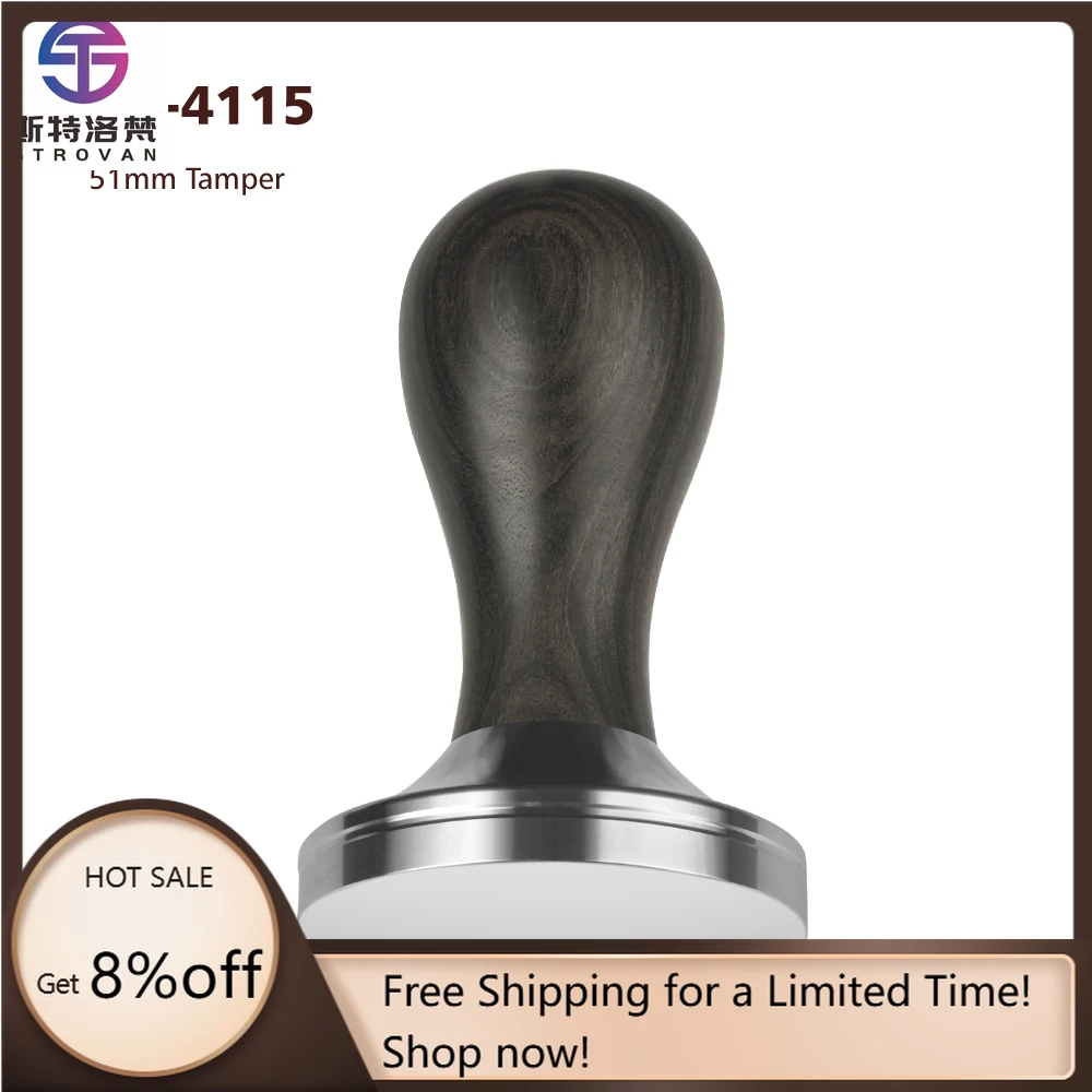 

STLF WJW Coffee Accessories Coffee Tampers Rose Wood Handle 44mm 49mm 51mm 53mm 54mm 57mm 58mm 58.5mm 304 Stainless Steel Tamper