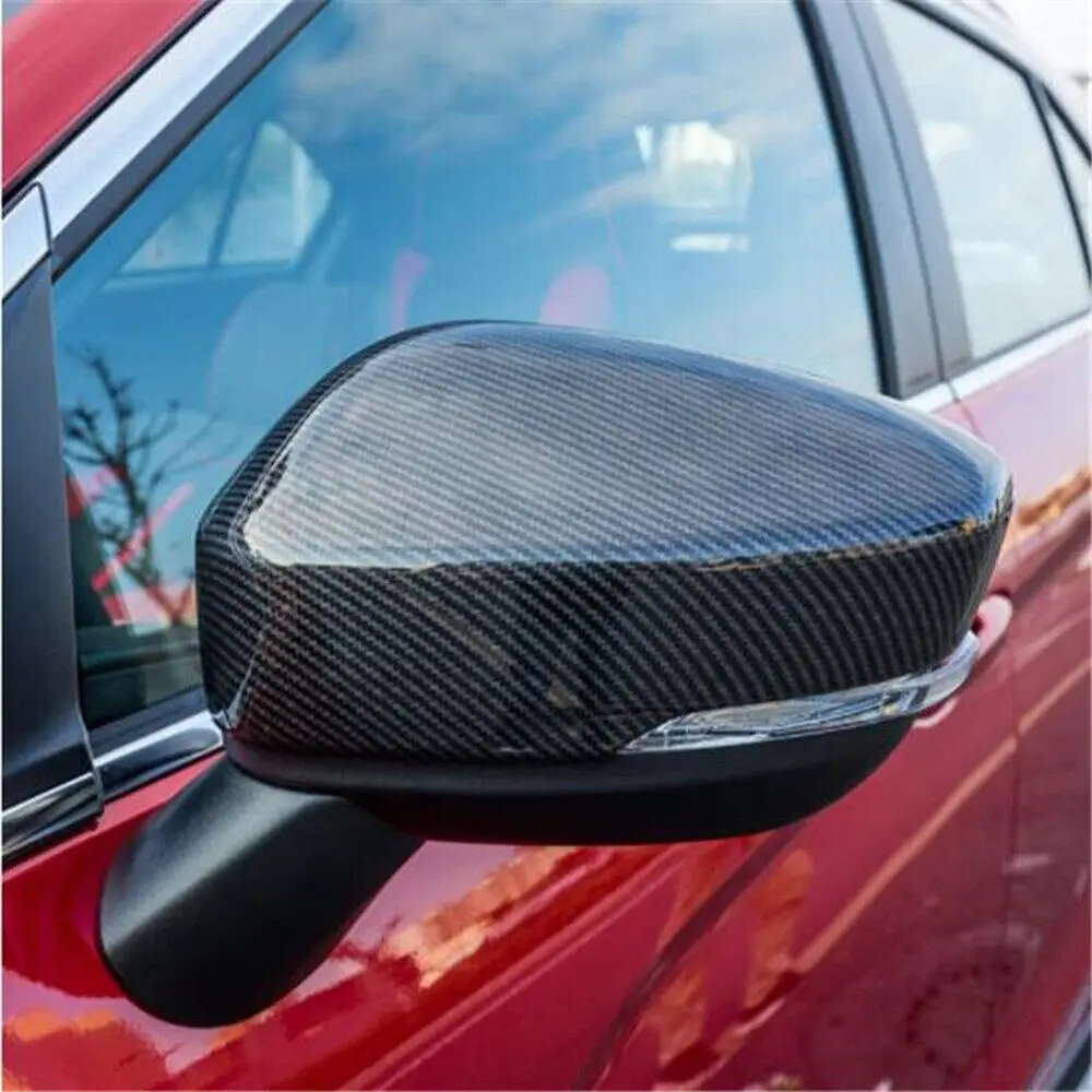 For Mitsubishi Eclipse Cross 2018-2022 Rearview Side Mirror Cover Wing Cap Exterior Door Rear View Case Trim Carbon Fiber Look