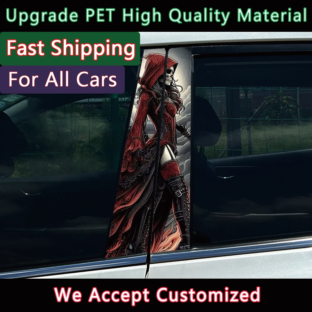 

Ghost God Skeleton Woman Rose Vinyl Car Stickers Durable Waterproof and Scratch Resistant PVC Stickers for B-pillars