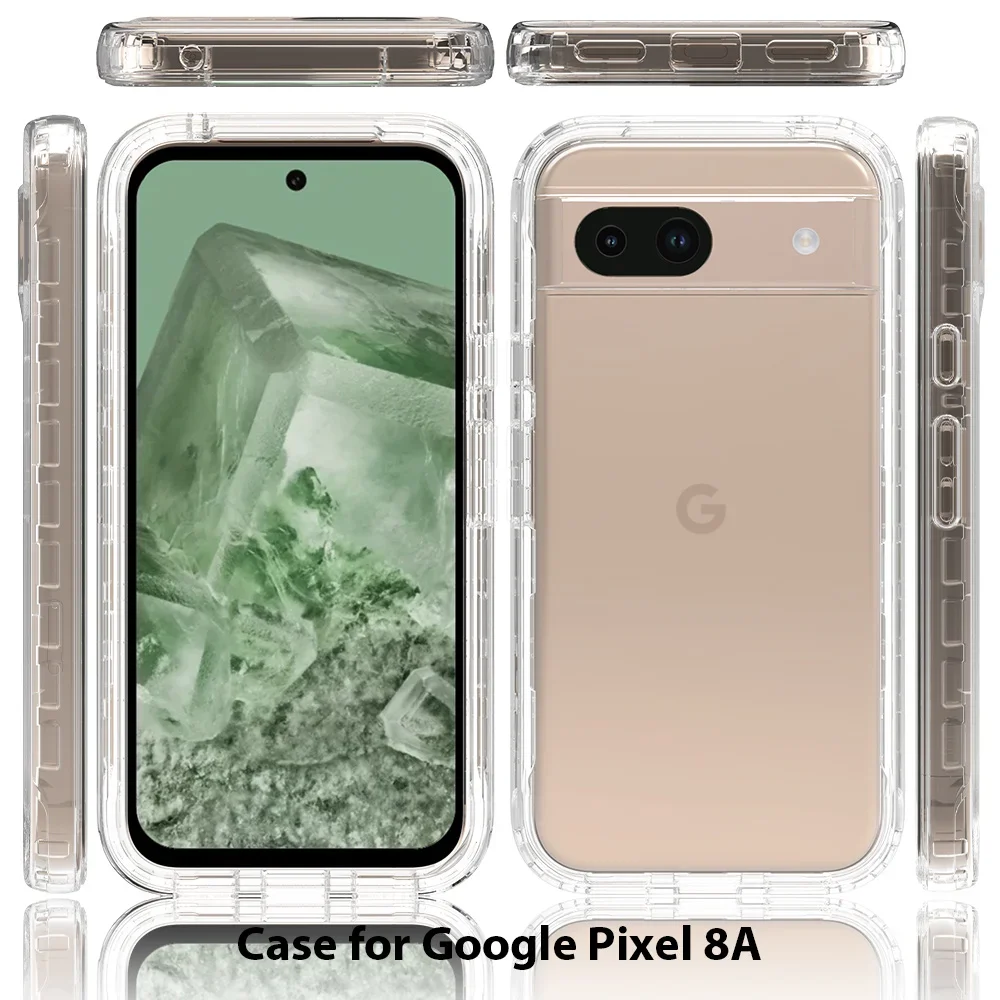 Fit Google Pixel 8A 5G / Pixel 8 Pro 5G Transparent Case Hybrid Shockproof Tpu/pc Shell Dual Layer Candy Color Cover Funda Capa