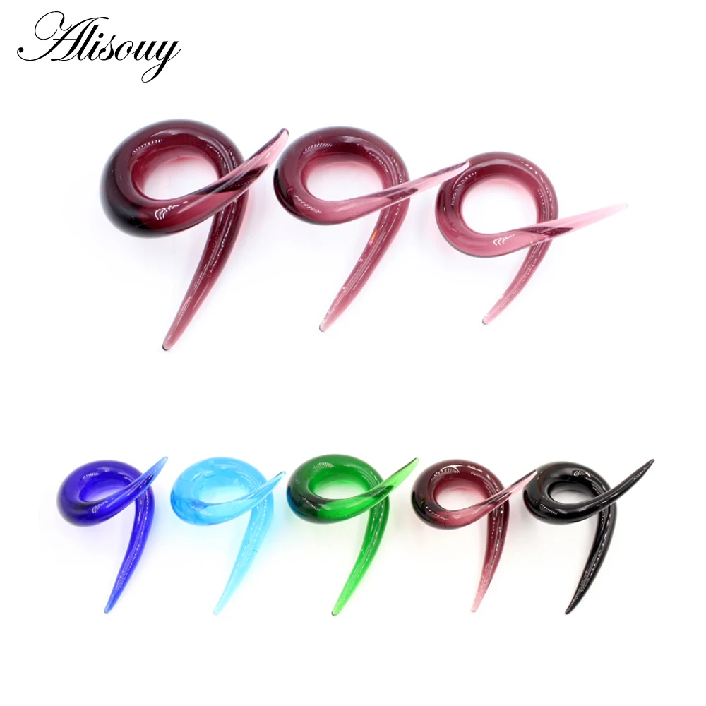 Alisouy 2PCS 6-10mm Twisted Cross Glass Ear Clip Plugs Stretcher Expander Tunnels Tapers Guages Earrings Body Piercing Jewelry