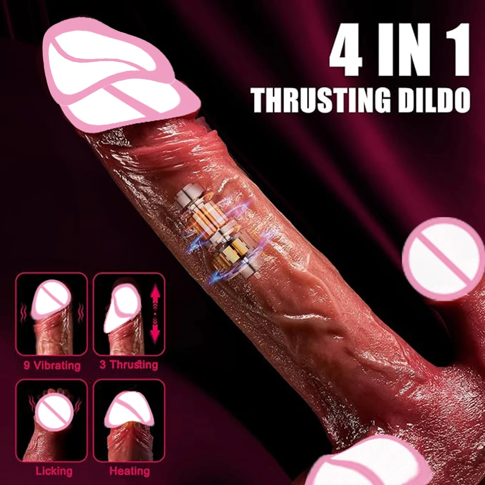 Big Dildo Vibrator Tongue Licking Penis Telescopic Swing Heating Remote Control Vibrators For Women Silicone Dildos Sex Toys