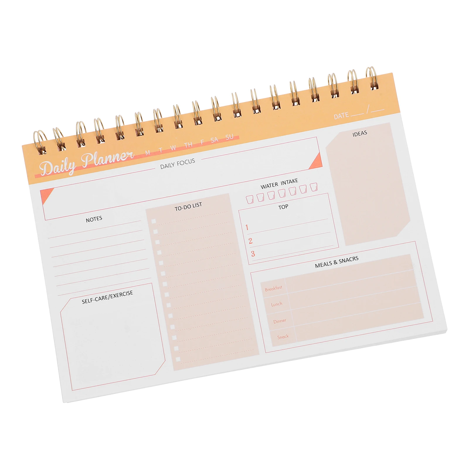 

Daily Appointment Planner Notepad Grid Study Academic Management Orange Home Work Spiral Date Pad Schedule Book School Planning