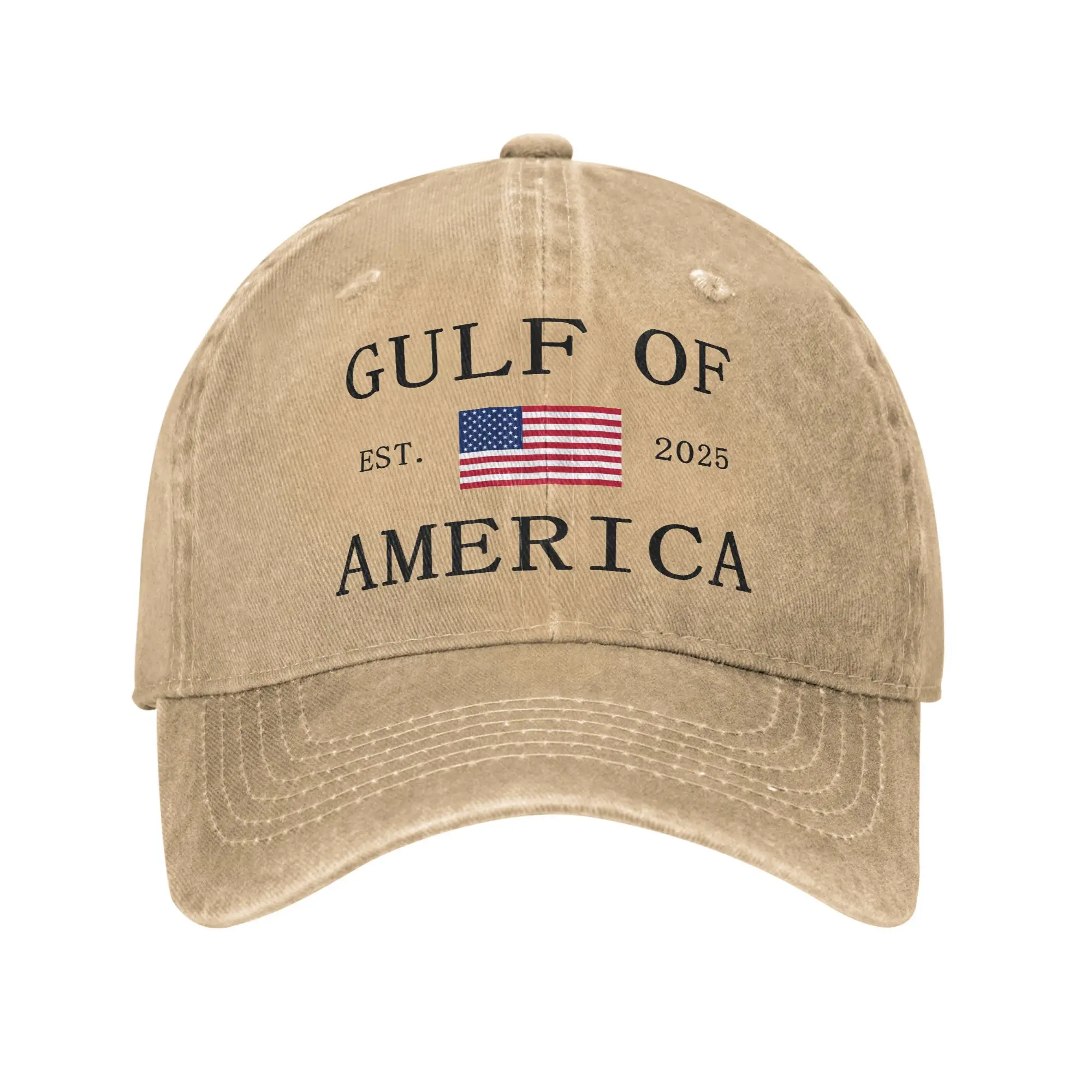 Men Women Gulf of America  Print Hats Vintage Distressed Denim  Baseball Cap Adjustable