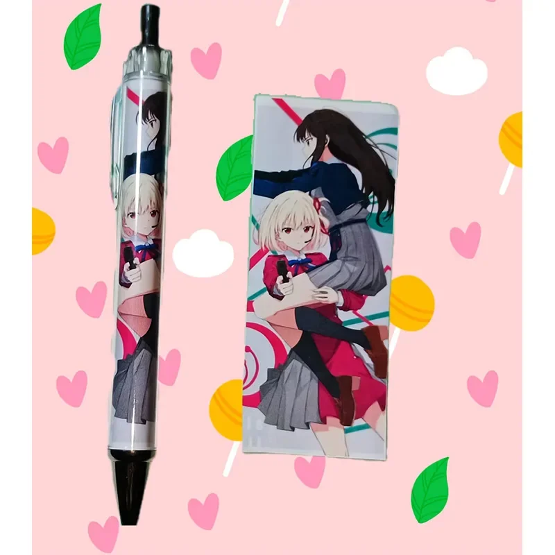 Lycoris Popular 2D Cartoon Anime Peripheral Ballpoint Pen Black Aesthetic Stationery Novelty Stationery Kawaii Student Gifts