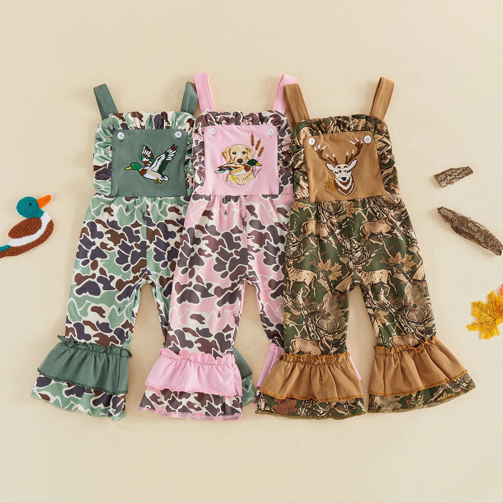 Camo Embroidered Girl Romper 1