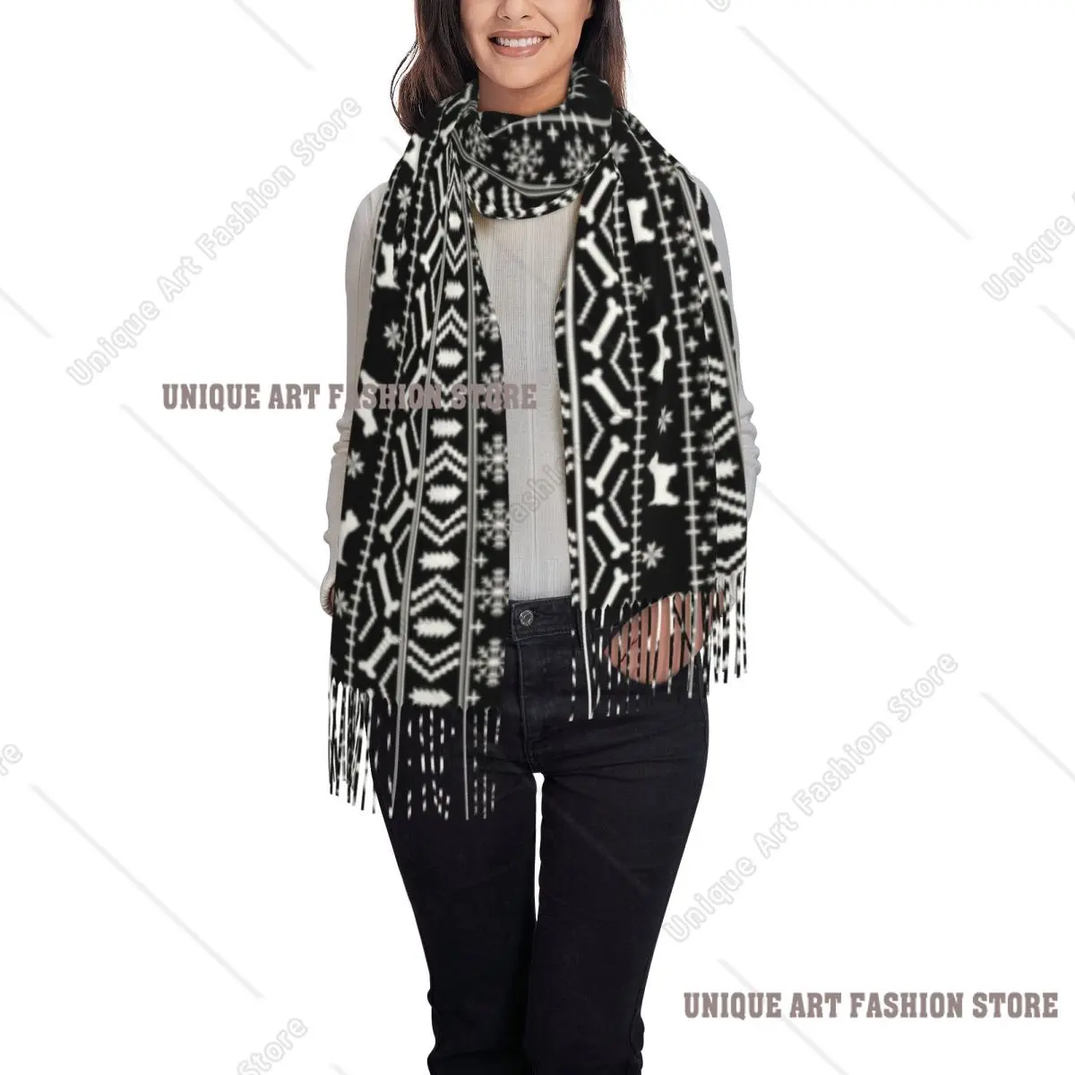 Bufanda personalizada para perro West Highland White Terrier, chal largo cálido con borlas para invierno, bufandas Unisex para vacaciones de Navidad Westie