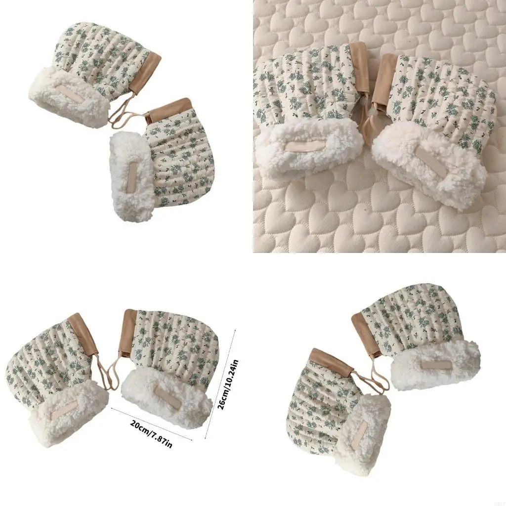 

581F Kids Scooter Gloves Cotton Hand Muffs Printed Pattern Gloves Child Balance Bike Mittens Thicken Mitts for Kid 4-10 Years