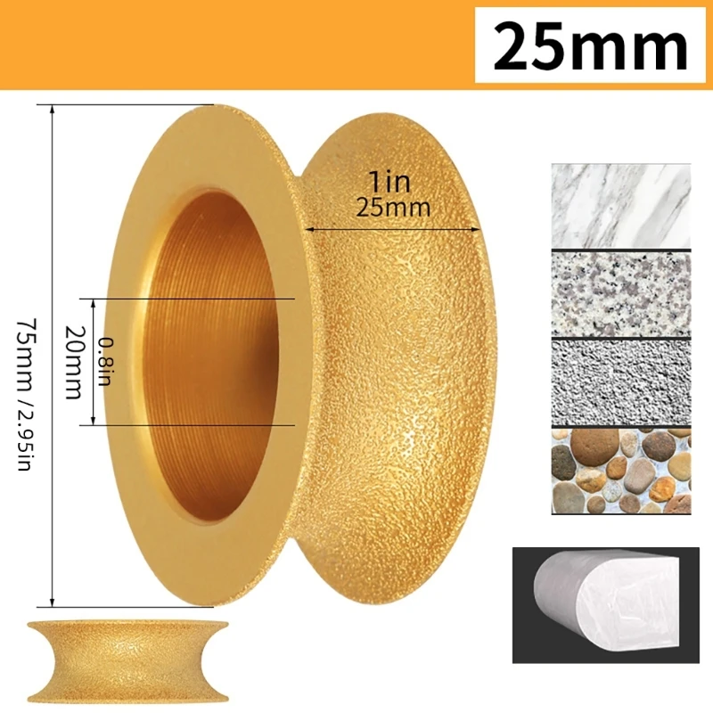 

10mm/15mm/20mm/25mm/30mm Round Brazed Diamonds Grinding Wheel Marble Stone Edging Profile Grinding Disc Replacement M4YD