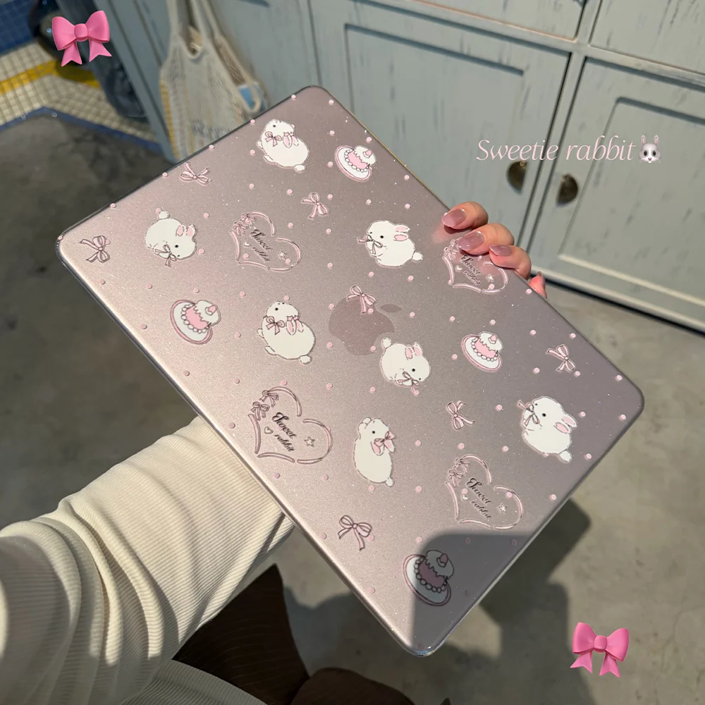 Love Rabbit Pink Shining Laptop Cover For Macbook Air 13 15inch NEO A3404 M5 M4 A3113 A3241 A2941 A2337 Pro 14 16 M3 M2 M1 Cover
