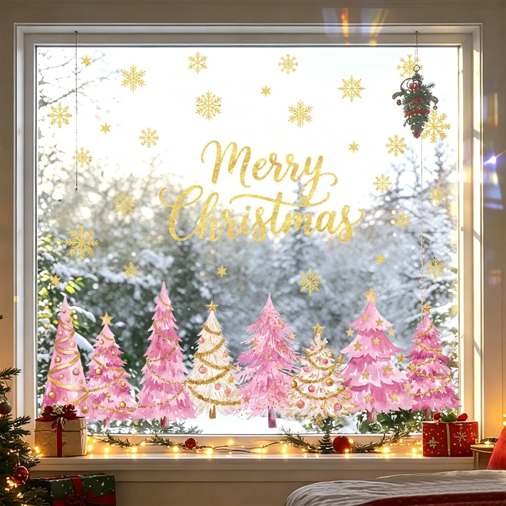 New Christmas Clings Snowflake Tree Electrostatic Stickers PVC No-Residue Removable Window Decals Xmas Home Party Glass Decor
