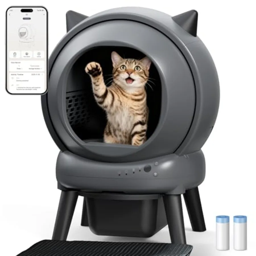 Self Cleaning Litter Box for Multiple Cats E2 Automatic Cat Litter Box with Smart App Control and Health Monitoring Includes 2