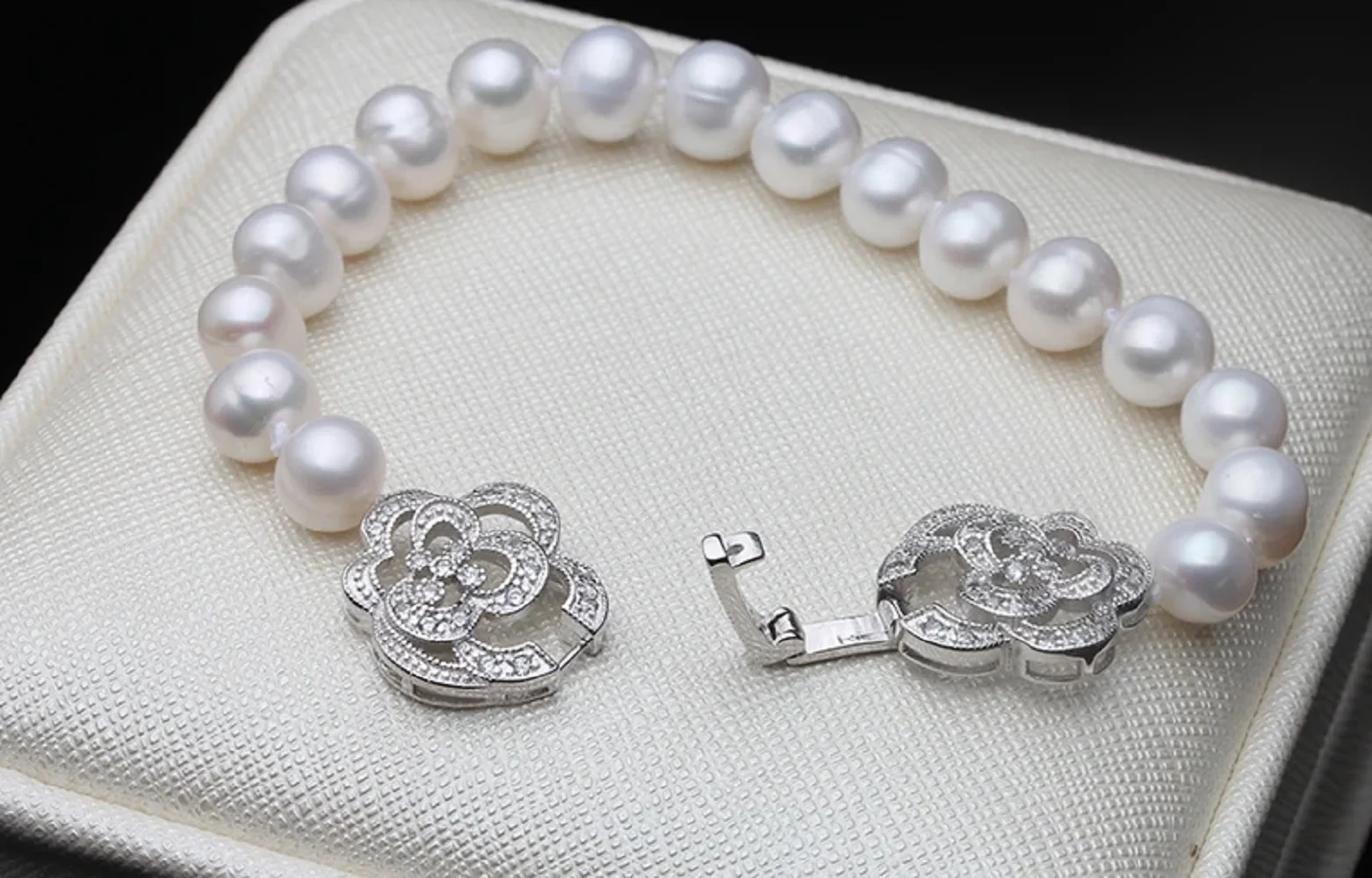 

Браслет из натурального жемчуга AAA9-10 мм с жемчугом Южного моря 925 s/длина 16 см/18 см/21 см