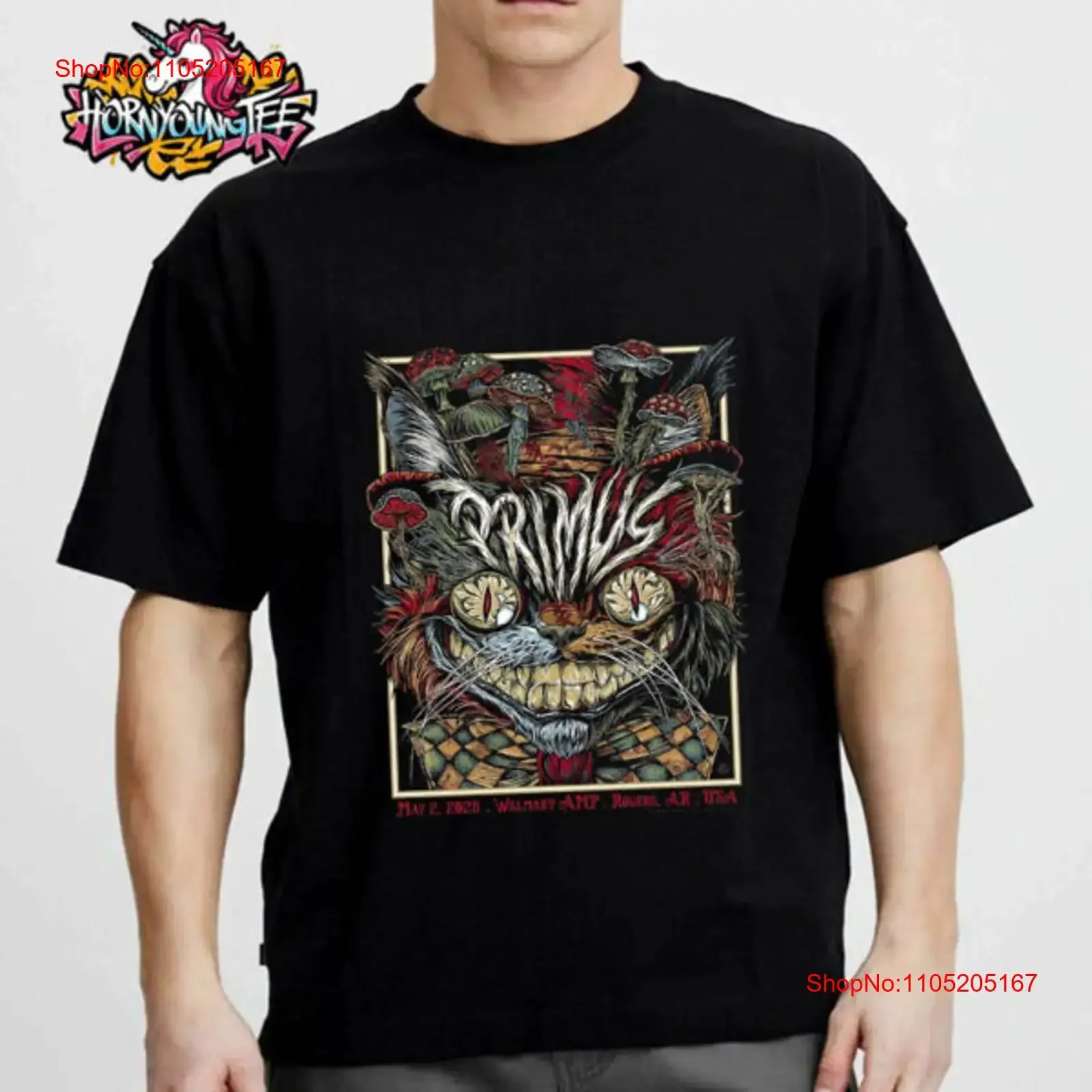 ملصق جديد لفرقة Primus للعرض في Walmart AMP في Rogers AR في 2 مايو 2025 تي شيرت عتيق ملابس الشارع المغسولة