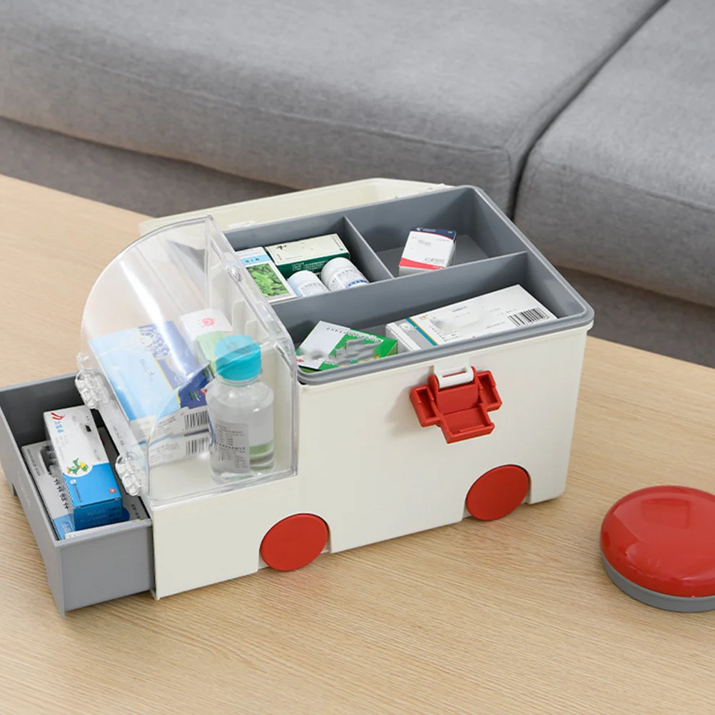 

Premium Lockable Medicine Case for Family Use Large Household First Aid Box Durable Plastic Storage Organizer 32X21X21CM