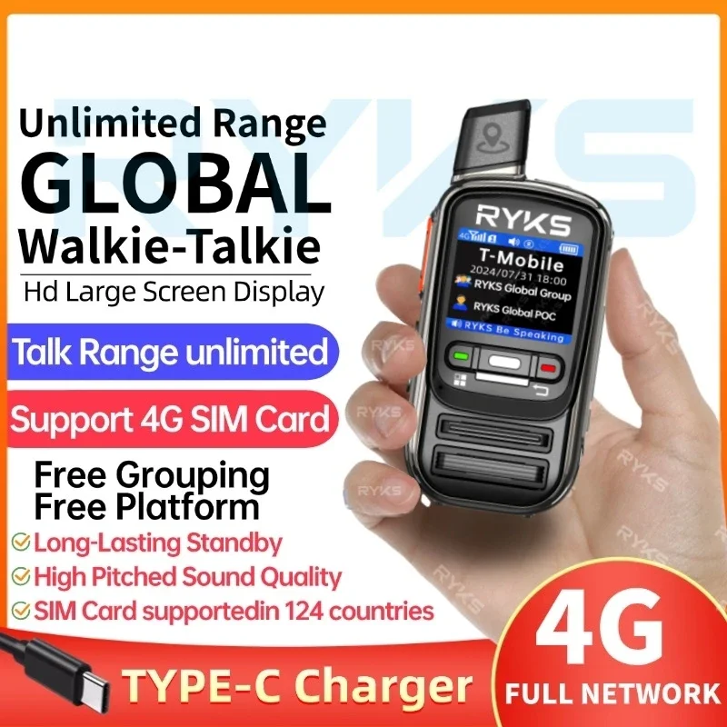 Walkie-talkie portátil de largo alcance, Radio móvil de red 4G, 100 millas, radio bidireccional para exteriores