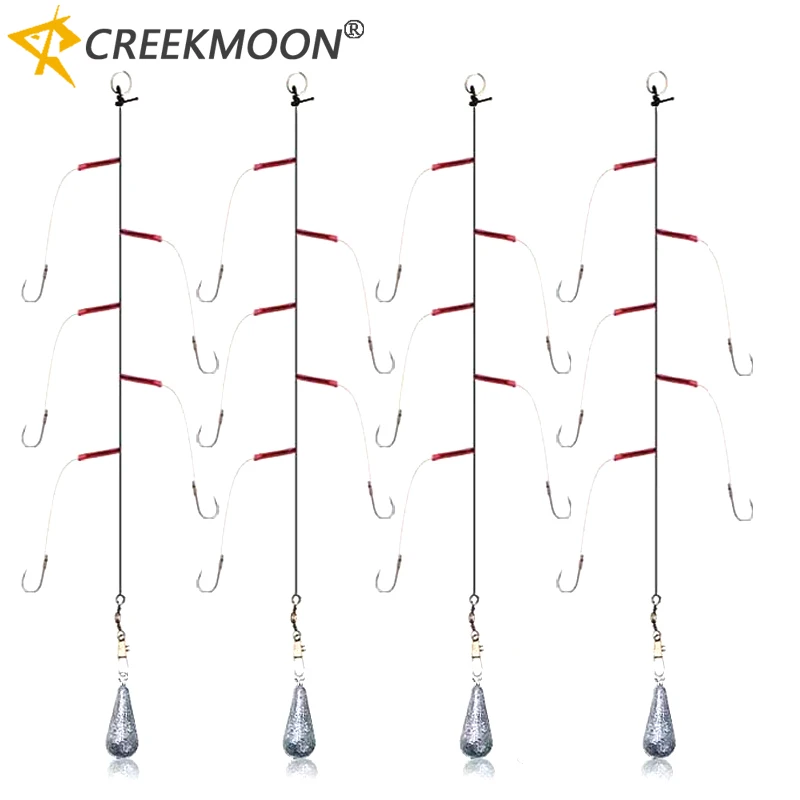 5 Bags High Carbon Steel Fishing Line String Hook with 5 Single Hooks Rigs Swivel Lures Sea Drop Water Lead Sinkers Pesca 3#-13#
