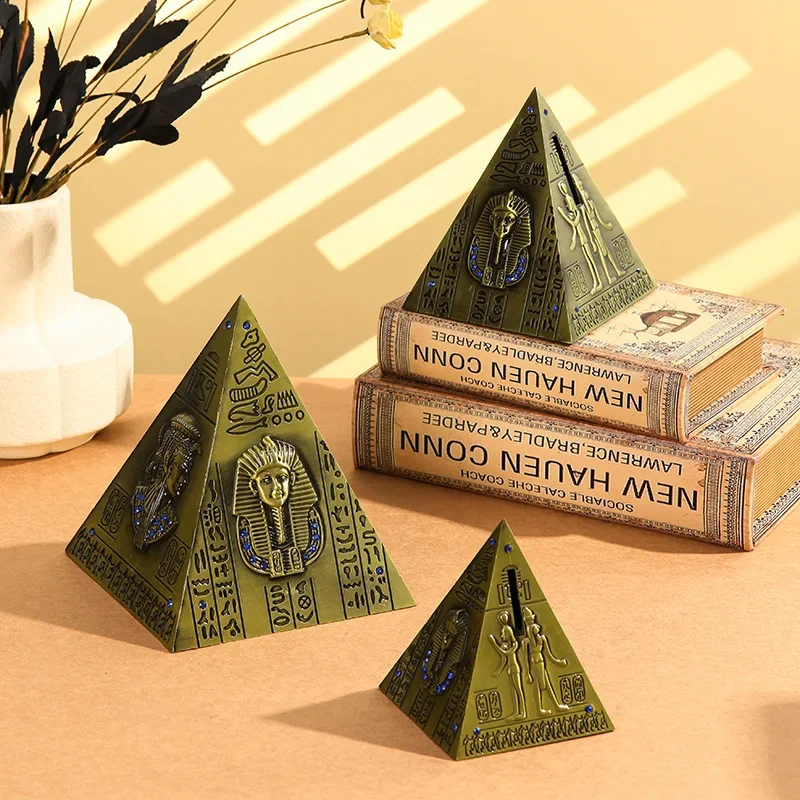 

Pyramid Model Office Home Decoration Ornaments Egyptian Mummy Pharaoh Piggy Bank Children Gifts
