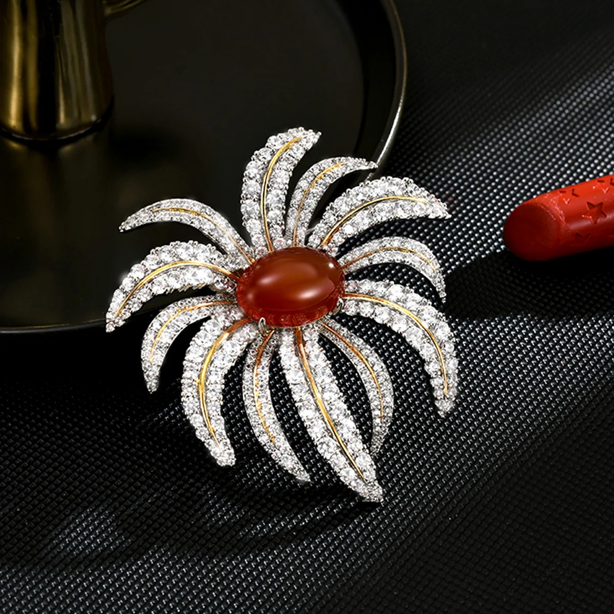

Bloom Brooch - Floral Burst Lapel Pin for Women's Coat, Luxury Winter Elegance Clothing Decoration
