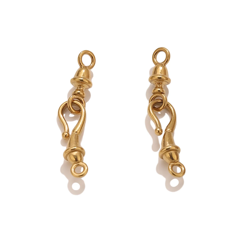 

5PCS Gold Plated Stainless Steel Fluted Ornate Toggle Connectors DIY Jewelry Making Bracelet Links Bulk Wholesale Accessories