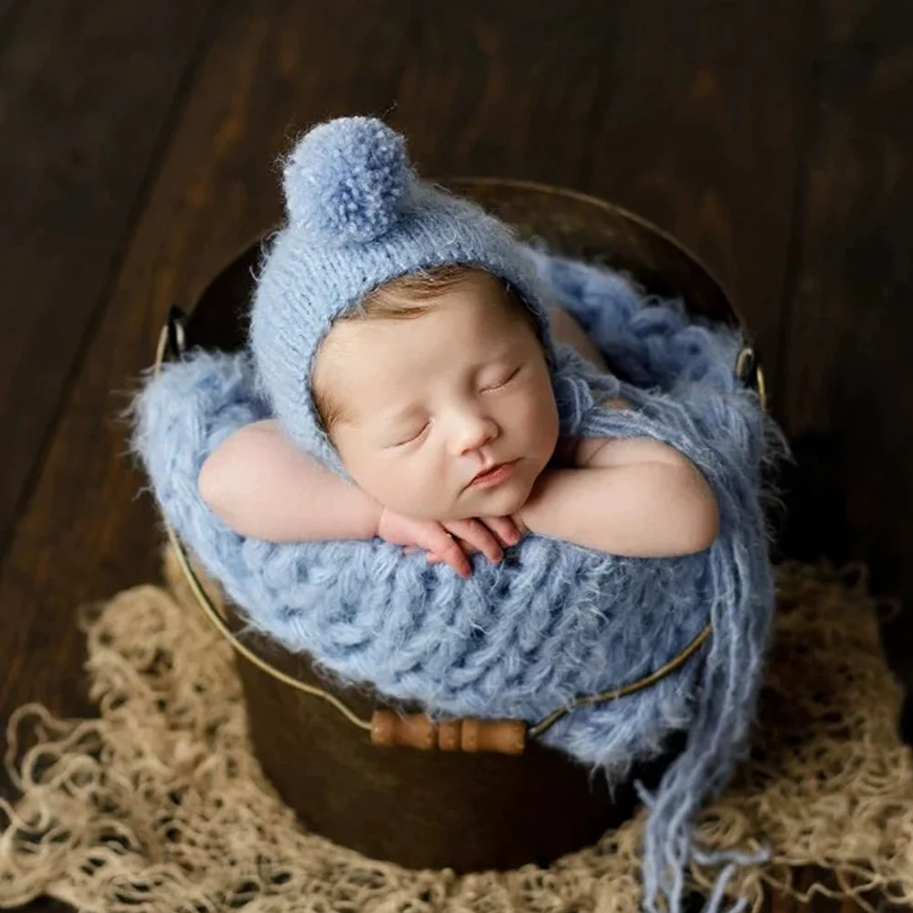 2025 baby chunky blanket for newborn photography props,handmade wrap for baby photo props