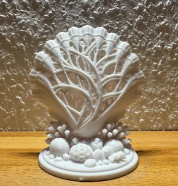 3D Printed Hollow‑out Seashell Sculpture, Plastic Ocean‑Style Shell Statue With Coral Base, Delicate Lace‑Cut Desktop Home