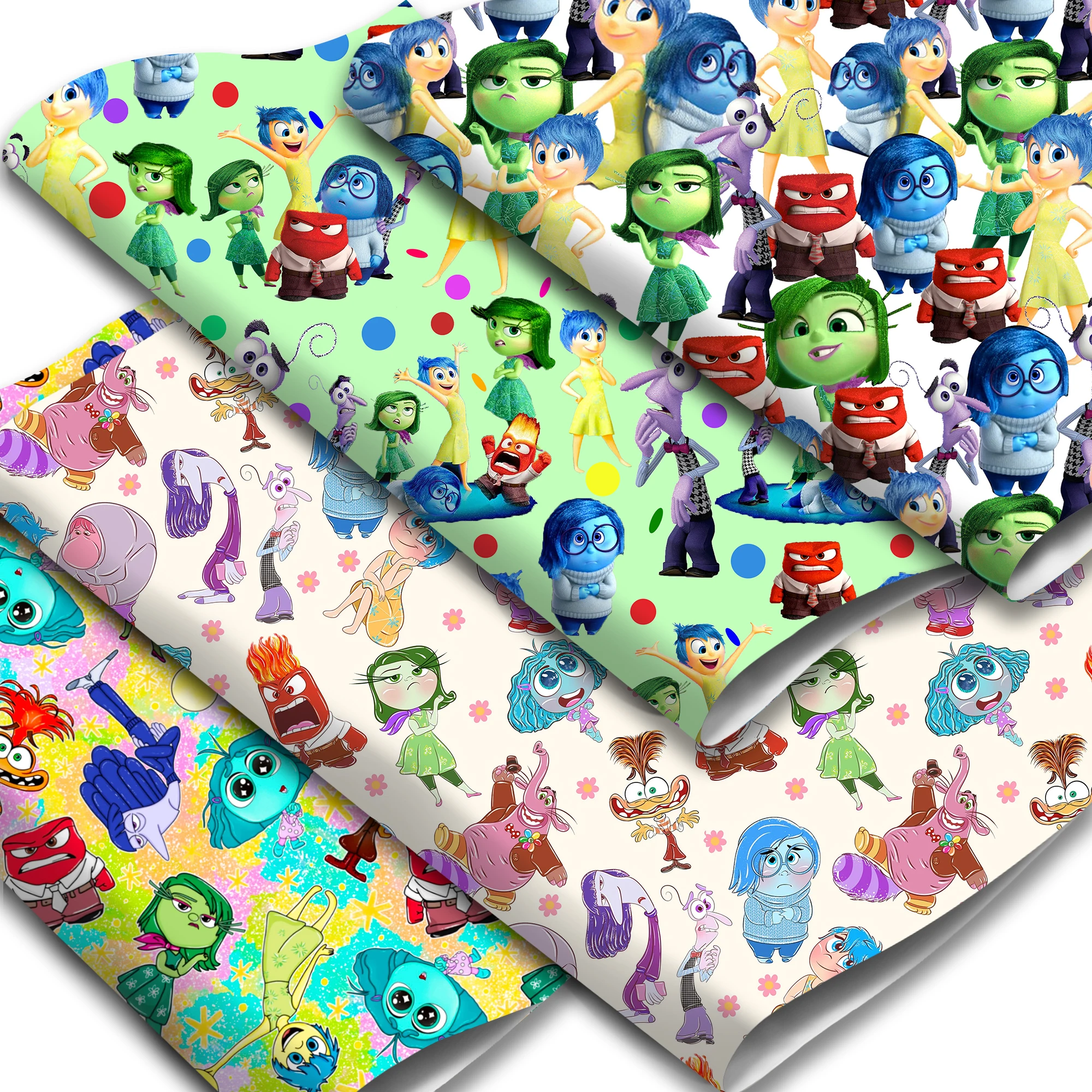 

1pc Inside Out Theme Print Faux Leather Sheet 7.7x12.9" - Smooth Textured Synthetic Leather Fabric for DIY Crafts, Wallets