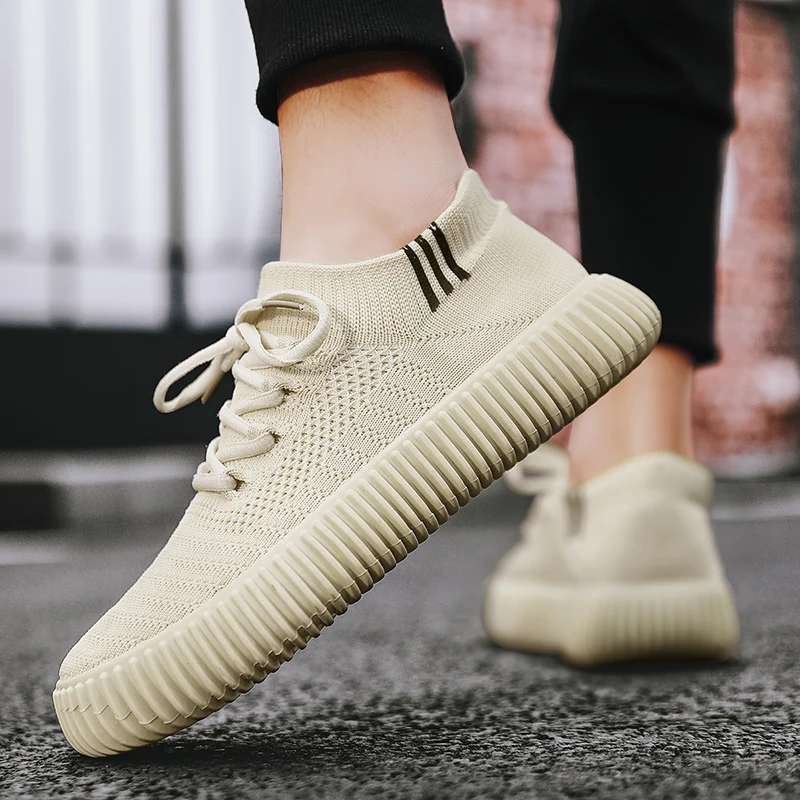 Brand Fashion Men's Shoes Casual Sneakers Breathable Light Slip-on Shoes Mesh Sock Lazy Shoes Men Tennis Sports Shoes Student