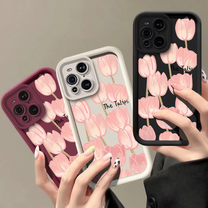 Phone Case For Motorola Moto Edge 40 Neo 50 60 Fusion E40 E32 E14 E13 G85 G84 G75 G60 G54 G53 G52 G05 Soft Silicone Tulip Cover