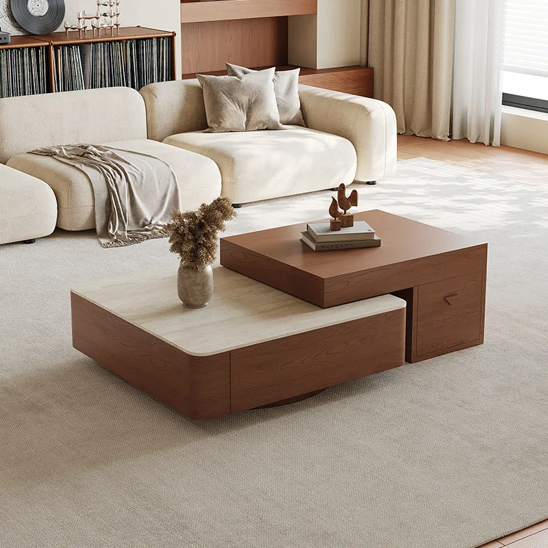 Elegant Minimalist Coffee Table Modern Storage Vintage Premium Side Table Space Saving Mesa De Centro Living Room Furniture
