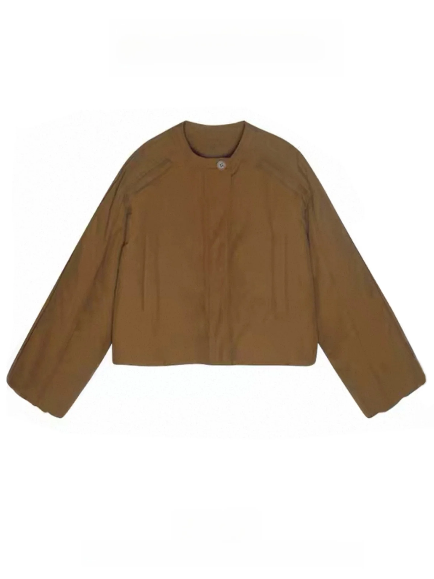 

Caramel Flower Bud ort down Cotton Jaet Women's Winter Thi Warm Outerwear Cact Design High-End Feel Loose Fit Long S...