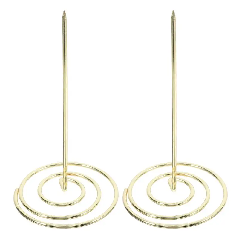 

2 Pcs Golden Menu Summons Fork Invoice Document Notes Metal Needle Folder Storage Products for Office Home Kitchen