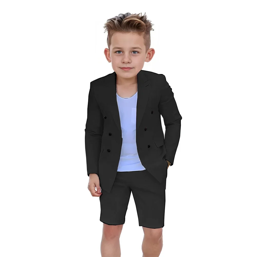 Boys Blazer Shorts 2 Pieces Suit Formal Double Breasted Suit For Kids Wedding Tuxedo Fashion Design 2-16 Years Old Customized
