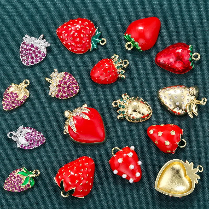 Multicolour Strawberry Zirconia Charms Pendant Sweet Jewelry Handmade Accessories Ladies Jewellery Wholesale:VD1856-VD1864