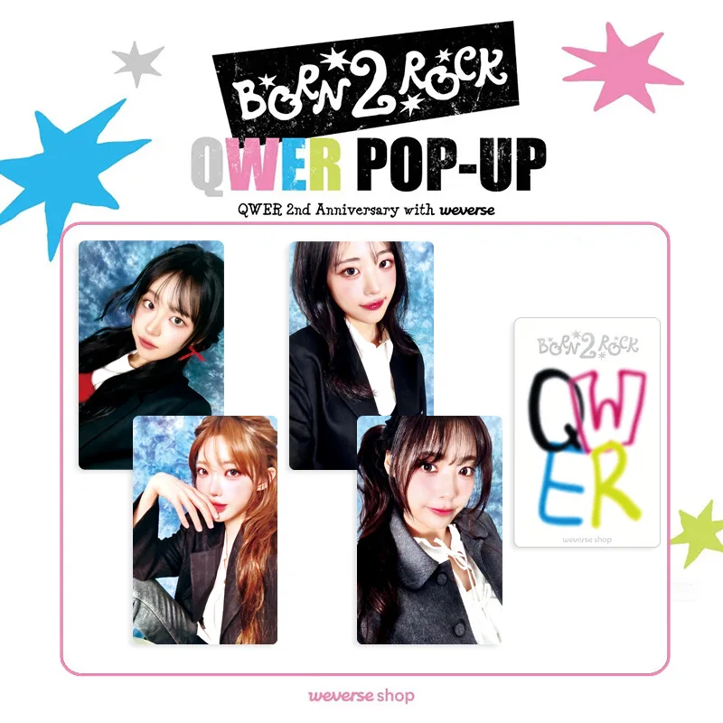 Álbum de fotos KPOP QWER Born 2 Rock, tarjetas fotográficas de alta calidad, estilo INS, impresión de doble cara, tarjeta LOMO, tarjetas LOMO Chodan Magenta