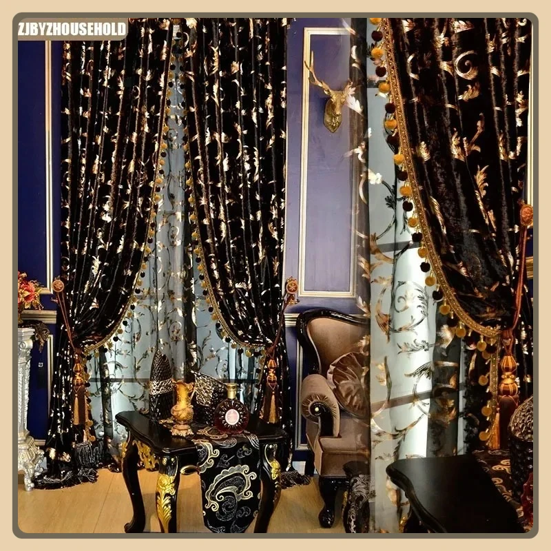 

New Curtains for Living Dining Room Bedroom Light Transmitting Non Transparent Window Screen American European Style Balcony