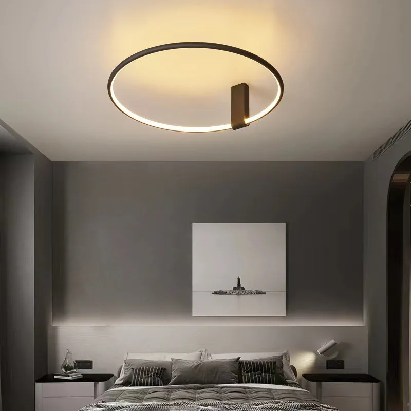 Circular minimalist master bedroom light Nordic modern minimalist restaurant room light study design sense LED ceiling light