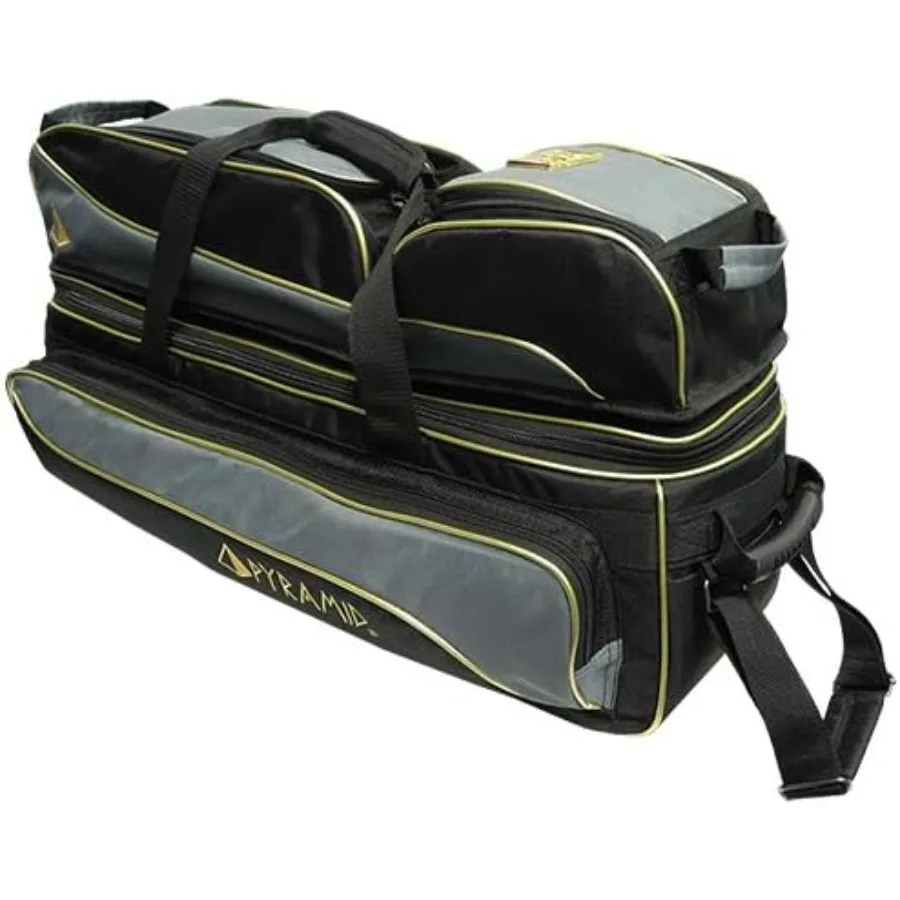 

Pyramid Path Triple Tote Roller Plus Bowling Bag with Detachable Shoe Bag Fits US Mens Size 15 Accessory and Side Pocket Lightw
