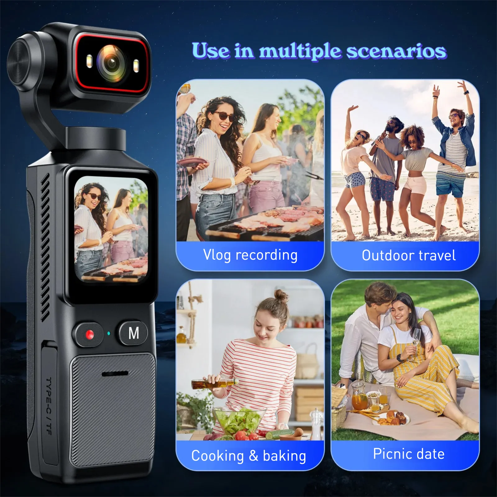 4K 48MP Waterproof Action Camera WiFi EIS 150° Wide Angle Touch Screen New chest strap handheld compact sports pocket camera
