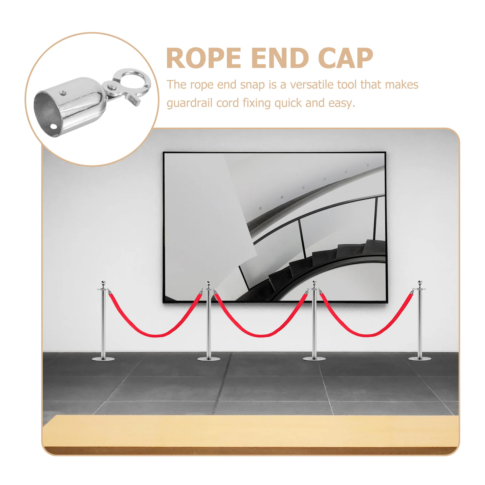 Rope End Stop Guardrail Cord Cap Decking Fittings Stopper Ends Fence Snap Stainless Steel