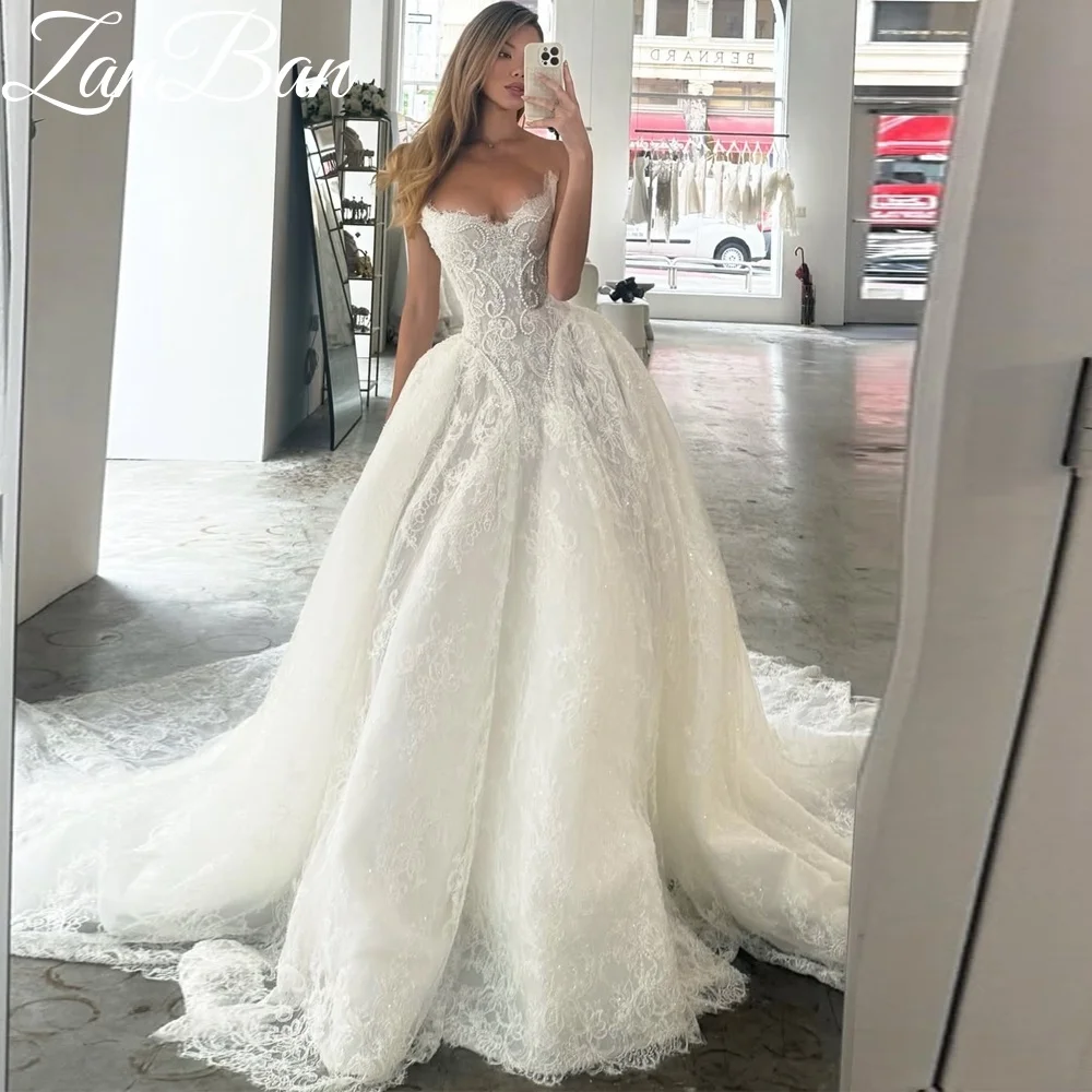 Zan Ban Elegantes, herzförmiges, mit Perlen verziertes Hochzeitskleid 2026, neues Sweep-Zug, ärmelloses, plissiertes Brautkleid, Vestidos de Novia, individuell gestaltet