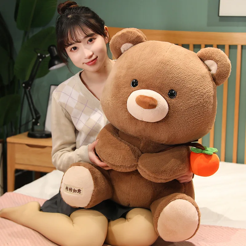 Hot Kawaii Teddy Bear Plush Doll Cute Stuffed Animal Plush Toys Bear Doll With Persimmon Cartoon Birthday Gift For Lovers