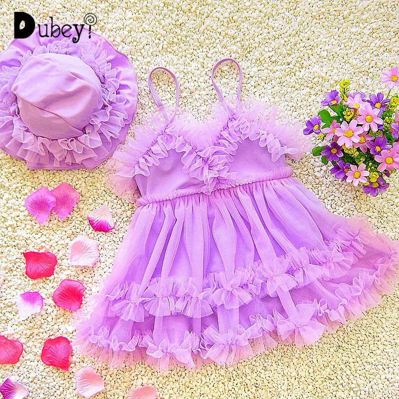 One Piece Swimsuit Beach Kids Tulle Swimsuit  Bathing Suit Kids for 1-7 Year Olds Two-piece Swimsuit with Suspenders