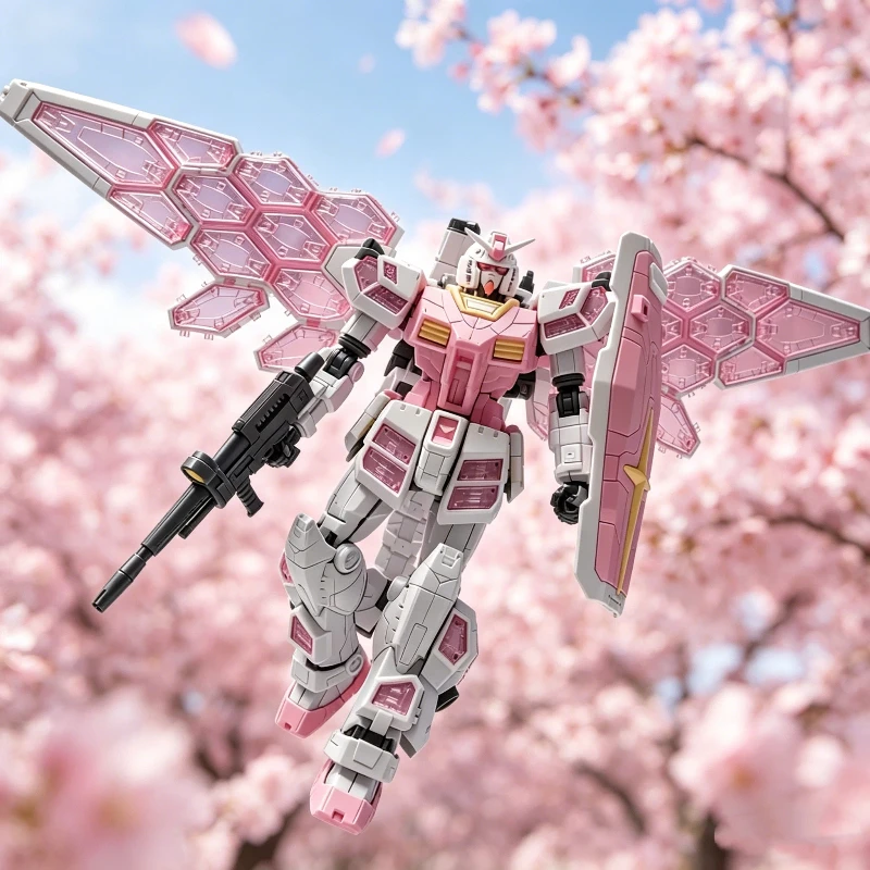 RG 1/144 RX-78F Yuanzu Kit de Montaje Edición Limitada Osaka Expo Versión Rosa con Unidad de Alas Figura de Acción Gunpla Juguete Coleccionable para Niños Regalo