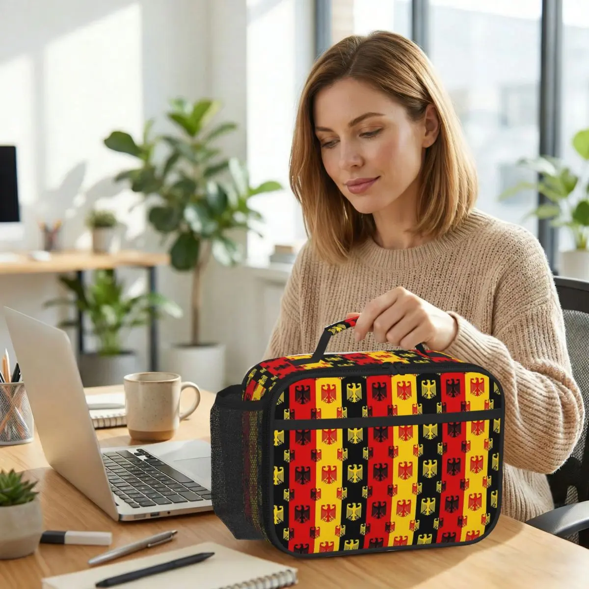 German Flag And Eagle Insulated Lunch Bag for Kids School Cooler Thermal Food Box Tote Leakproof Lunch Boxes Container